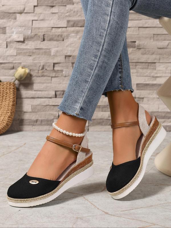 Women's Fashionable Plain Color Wedge Sandals, Casual Comfortable Platform Sandals for Beach, Fashion Shoes for Party, Daily Clothing Decor