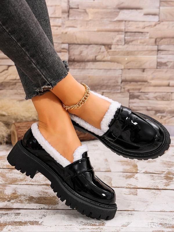 Women's Fashionable Chain Decorated Loafers, Casual Comfortable Platform Shoes for Daily Wear, Female All-match Shoes for Daily Wear