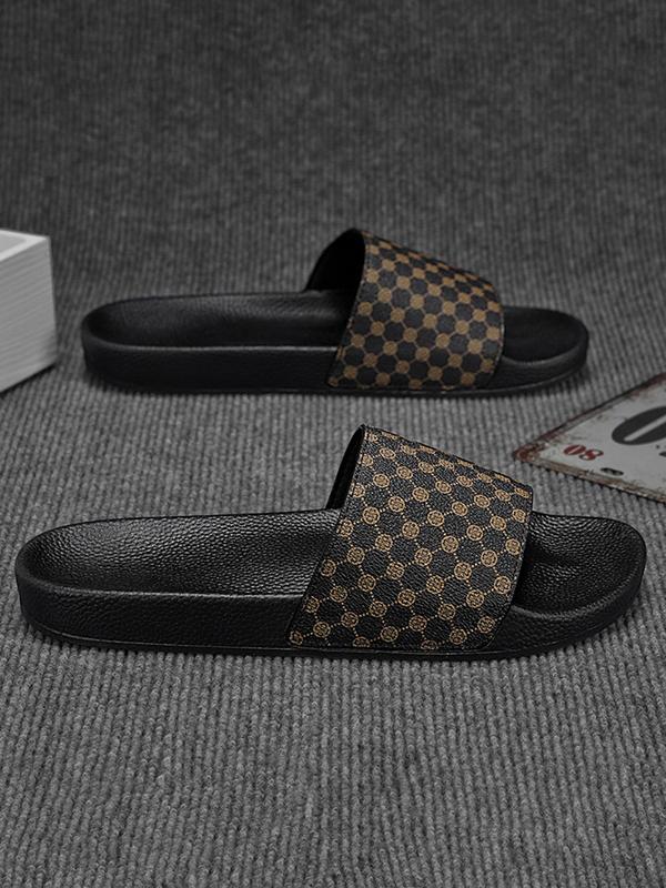 Men's Fashionable Geometric Pattern Slide Sandals, 2024 New Style Fall Freshness Casual Comfortable Slippers for Beach, Outdoor, Fall Outfits, Daily Wear, Versatile Fashion Outerwear Shoes