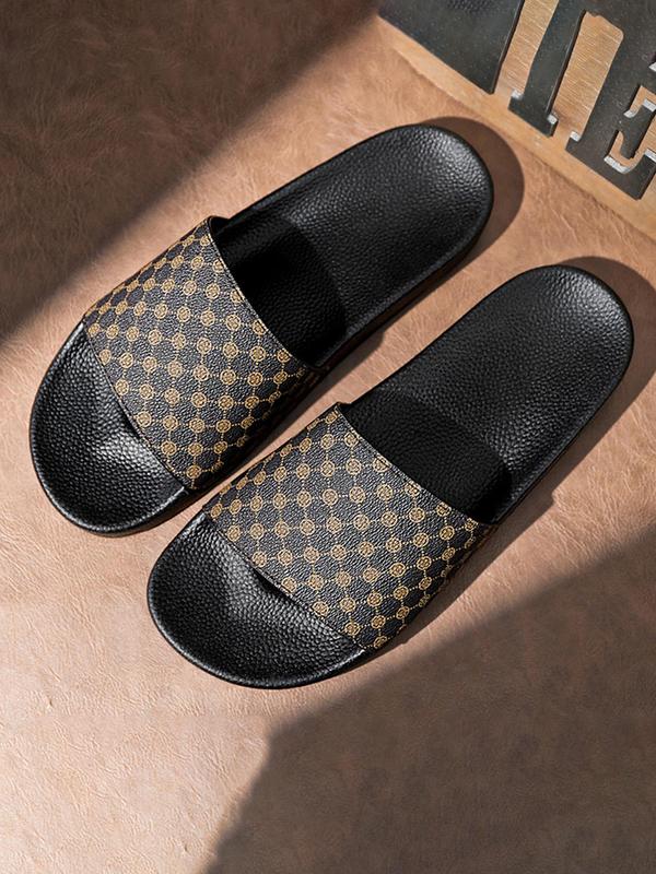 Men's Fashionable Geometric Pattern Slide Sandals, 2024 New Style Fall Freshness Casual Comfortable Slippers for Beach, Outdoor, Fall Outfits, Daily Wear, Versatile Fashion Outerwear Shoes