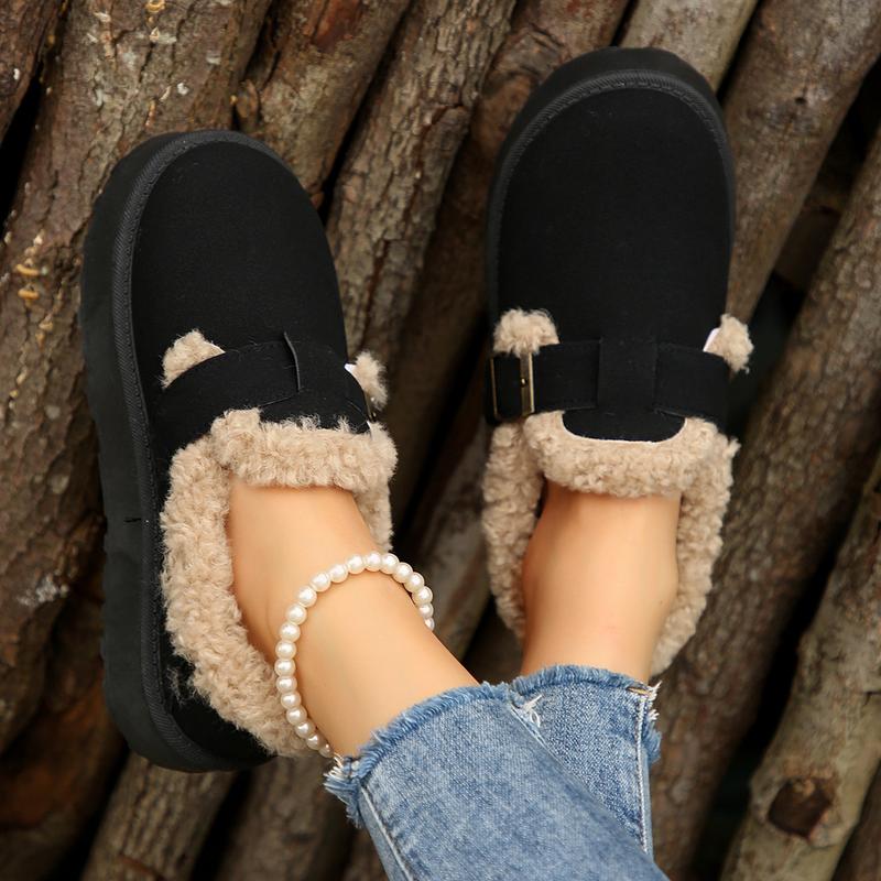 Women's Slippers Thick Rubber Sole Fleece Lined Snow Boots Slip-On Shoes Soft Comfy Indoor Outdoor Anti-Slip Slipper Shoes