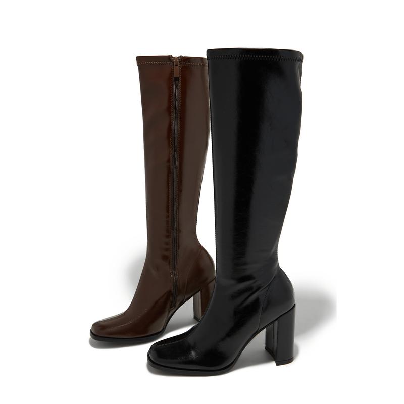 Rylee Block Heel Knee High Boots - Black