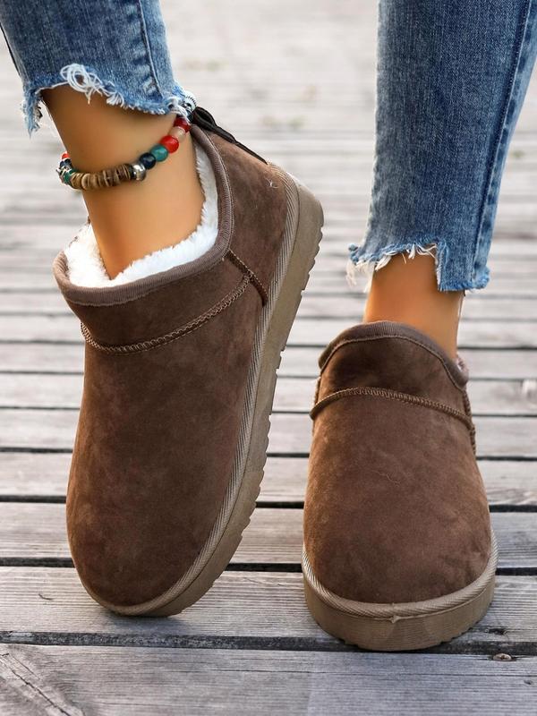 Women's 2023 Minimalist Fluffy Slip on Snow Booties Ankle Boots, Fuzzy Comfy Warm Platform Snow Boots, Trendy Winter Shoes for Fall & Winter, Please Purchase A Size Up