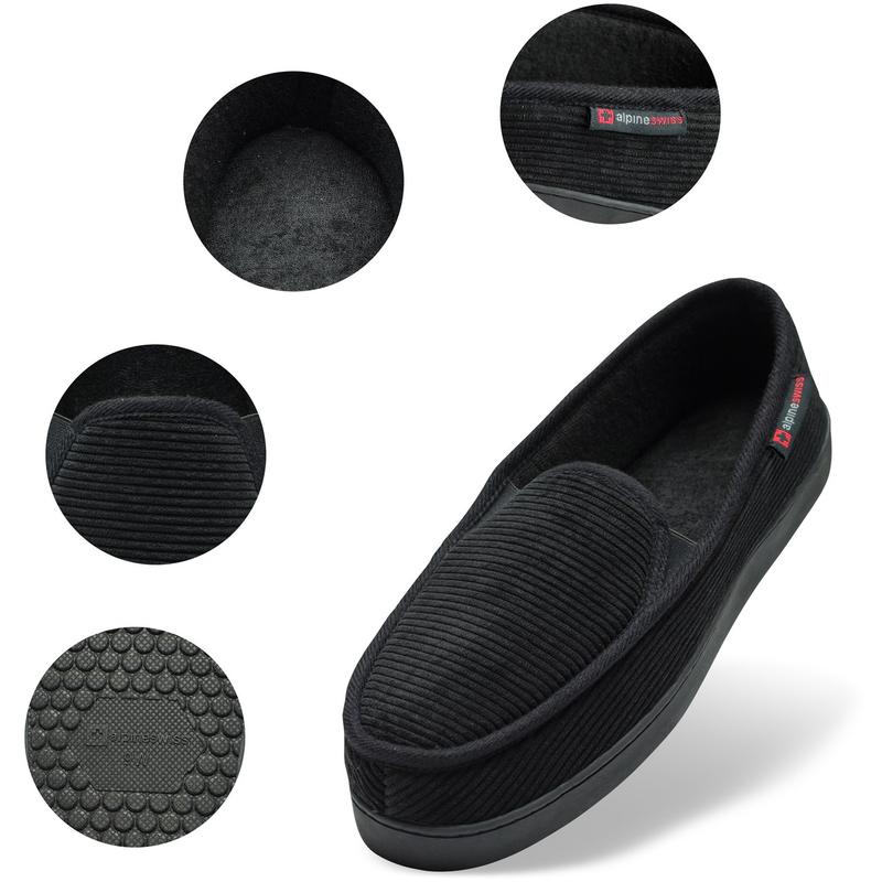 Alpine Swiss Steve Mens Wide Moccasin Slippers Memory Foam Slip On Indoor House Shoes