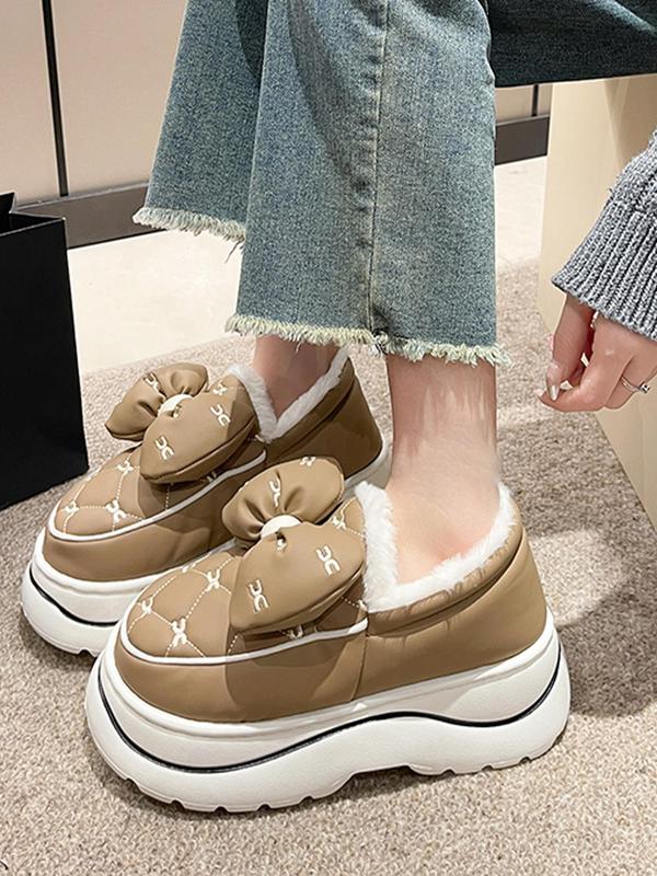 Women's Bowknot Design Shoes, Casual Soft Comfortable Home Shoes, Warm Shoes for Indoor & Outdoor Use for All Seasons