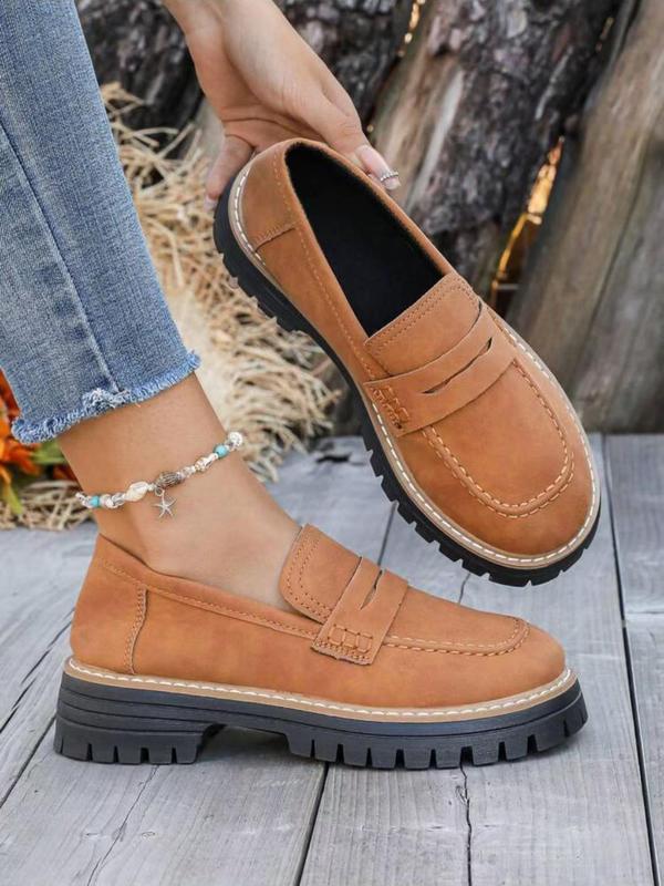 Women's Fashionable Chain Decorated Slip on Loafers, Casual Comfortable Thick Sole Loafers for Daily Wear, Lightweight Breathable Shoes for All Seasons