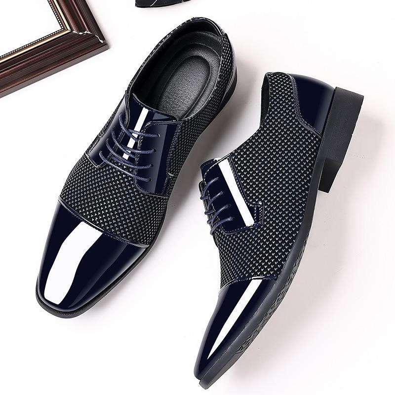 Men's Dress Shoes Patent Leather Oxfords Classic Lace-up Formal Tuxedo Shoes Business Wedding Derby Shoes Cap Toe Fashion