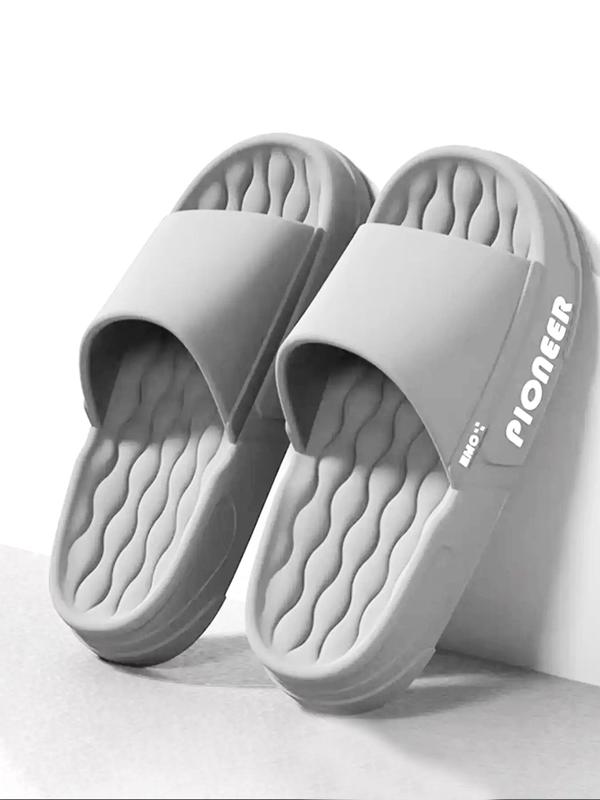 Men's Casual Letters Print Slides, Soft Comfortable Bathroom Slippers, Non-slip Slippers for Indoor & Bathroom Use for All Seasons, 2024 Fall Slippers