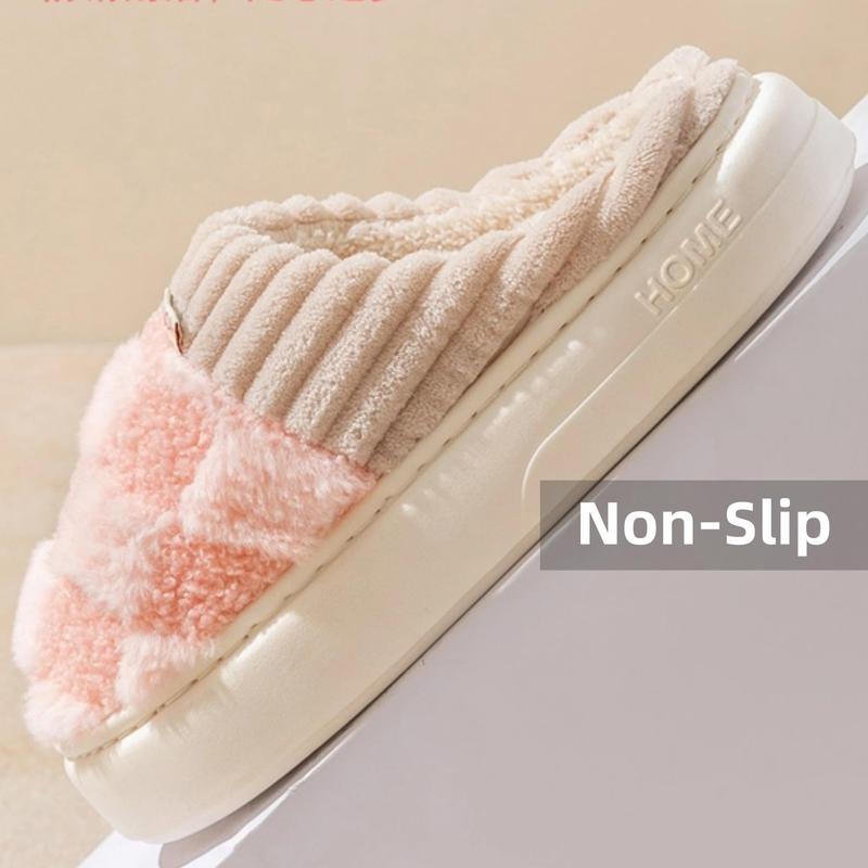 Checkerboard Slippers Plaid Couple Fuzzy House Winter Warm Slippers for Women Men Checkered Plush Fluffy Bedroom Slippers Cozy Home House Shoes with Indoor Outdoor Non-Slip Sole