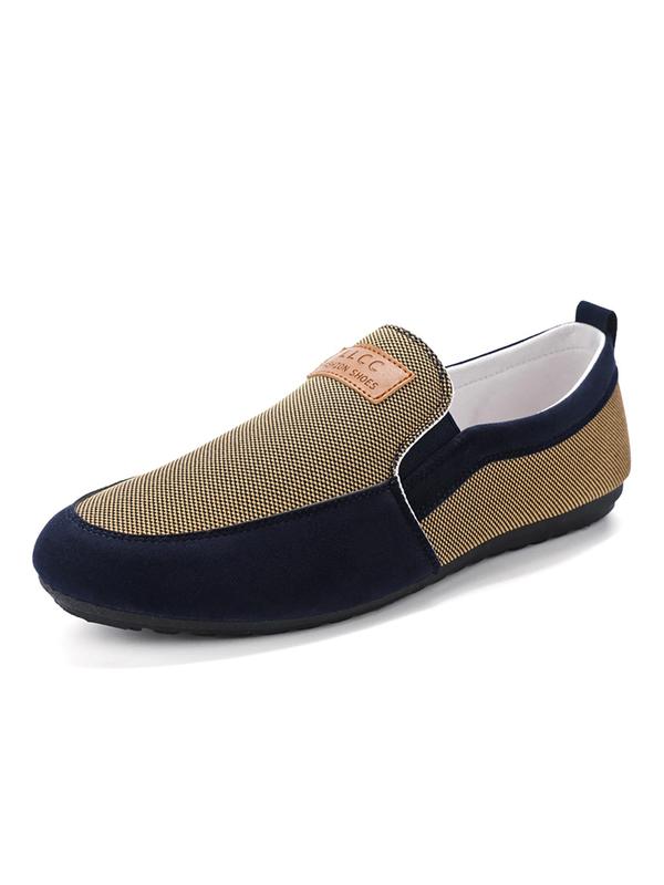 Men's Letters Patched Slip-on Flats, Casual Comfortable Non-slip Breathable Flat Shoes, Business Style Loafers, Boy Walking Shoes for Men