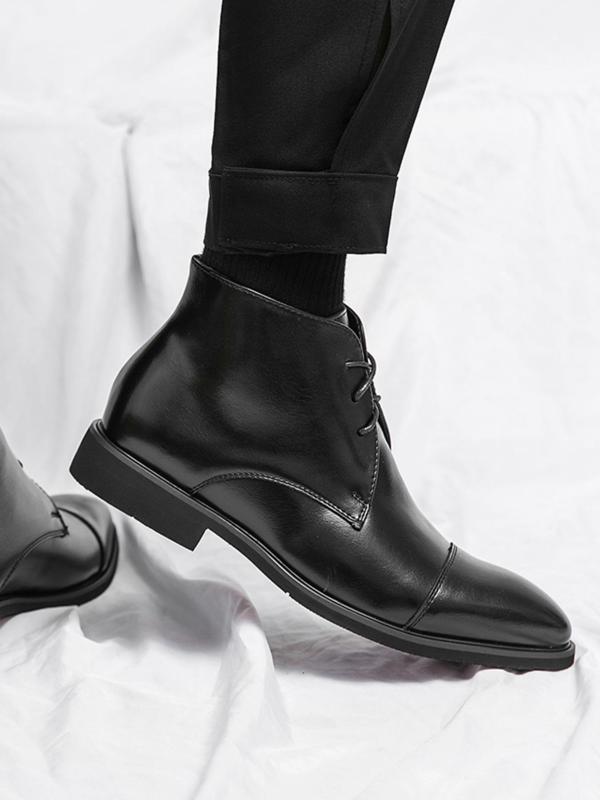 Men's Fashionable Lace Up Dress Shoes, Casual Comfortable Pointed Toe Boots for Work Office, Male All-match Shoes for Daily Wear