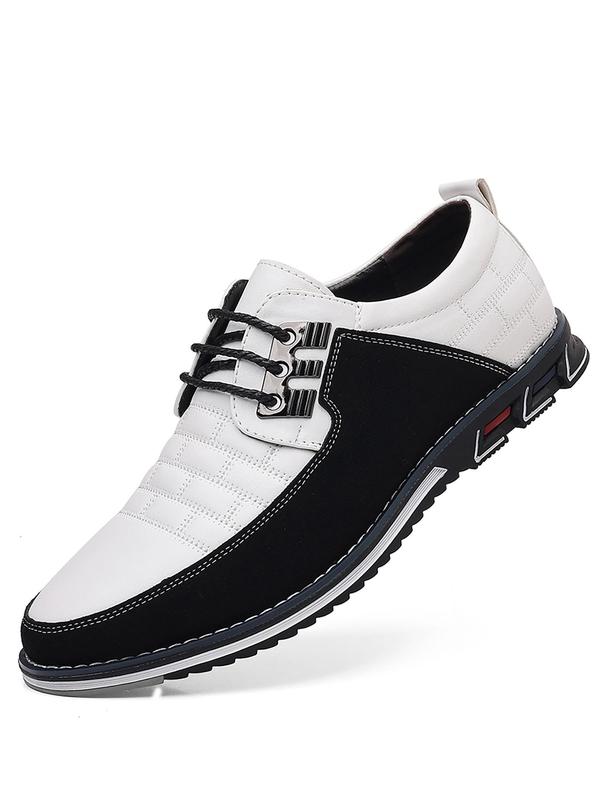 Men's Fashionable Patchwork Design Lace Up Dress Shoes, Casual Comfortable Low Top Shoes for Daily Wear, Breathable Non-Slip Sole Shoes for Men