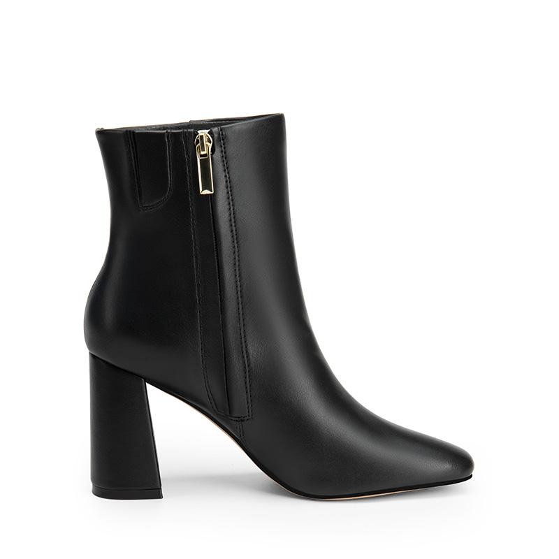 Suqare-Toe Block Heel Ankle Boots