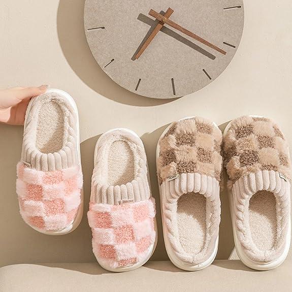 Winter Plush Closed Toe Slippers, Cozy & Warm Soft Sole Slip On Fuzzy Shoes, Comfortable Indoor Bedroom Slippers