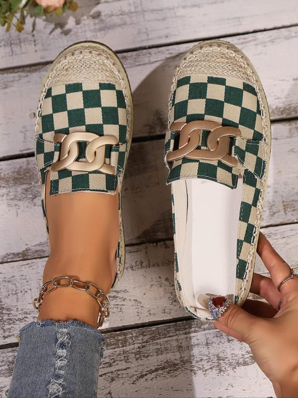 Women's Fashionable Checkerboard Plaid Pattern Slippers, Casual Comfortable Flat Slippers for Summer, Female All-match Round Toe Shoes for Daily Wear