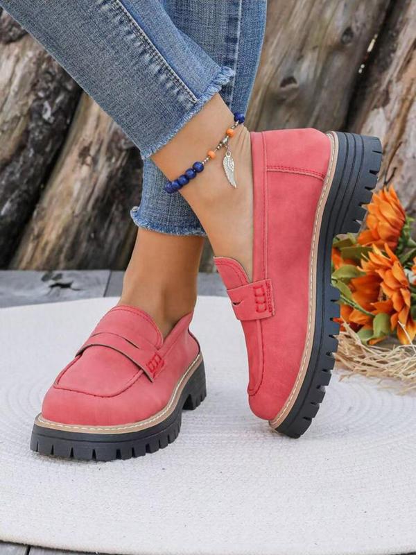 Women's Fashionable Chain Decorated Slip on Loafers, Casual Comfortable Thick Sole Loafers for Daily Wear, Lightweight Breathable Shoes for All Seasons