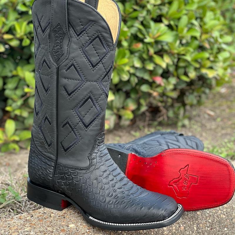 MENS BLACK WESTERN BOOTS WITH RED BOTTOM