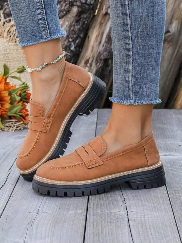 Women's Fashionable Chain Decorated Slip on Loafers, Casual Comfortable Thick Sole Loafers for Daily Wear, Lightweight Breathable Shoes for All Seasons