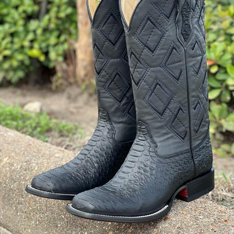 MENS BLACK WESTERN BOOTS WITH RED BOTTOM