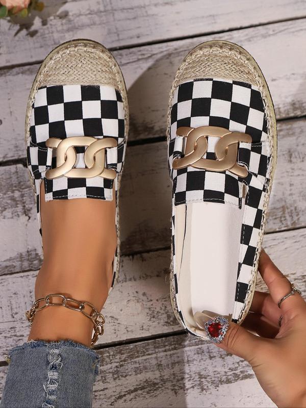 Women's Fashionable Checkerboard Plaid Pattern Slippers, Casual Comfortable Flat Slippers for Summer, Female All-match Round Toe Shoes for Daily Wear