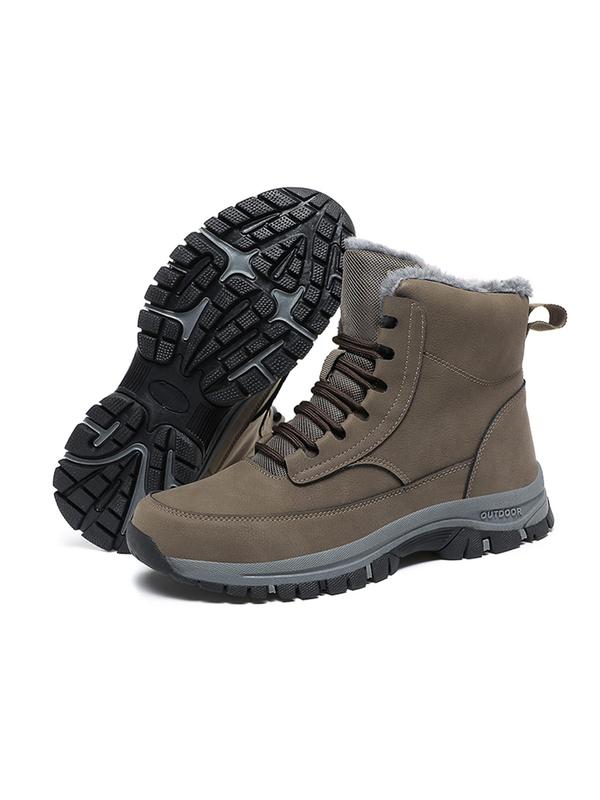 Men's Casual Lace Up Ankle Boots, Outdoor Hiking Boots, Warm & Comfortable Boots for Men, Fashionable Winter Shoes for Outdoor Activities