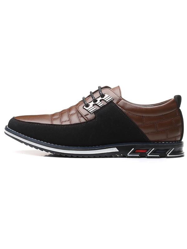 Men's Fashionable Patchwork Design Lace Up Dress Shoes, Casual Comfortable Low Top Shoes for Daily Wear, Breathable Non-Slip Sole Shoes for Men