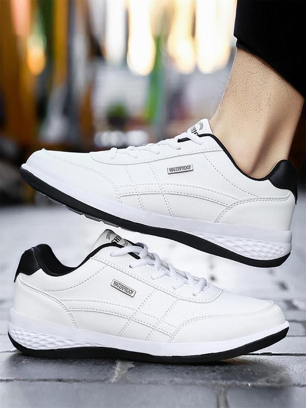 Men's Simple Design Round Toe Lace Up Running Shoes for Summer, Casual Colorblock Breathable Sneakers, Fashionable Patched Design Sneakers for Daily Wear