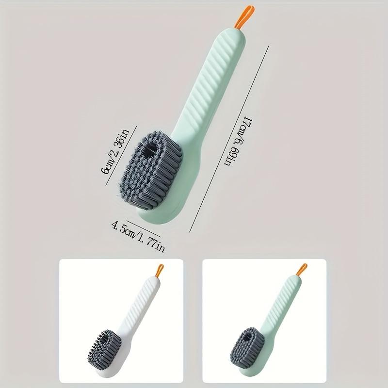 Ergonomic Long Handle Shoe Brush with Built-in Soap Dispenser-Soft Bristle Easy to Clean, Suitable for Shoes, Boots and Jewelry