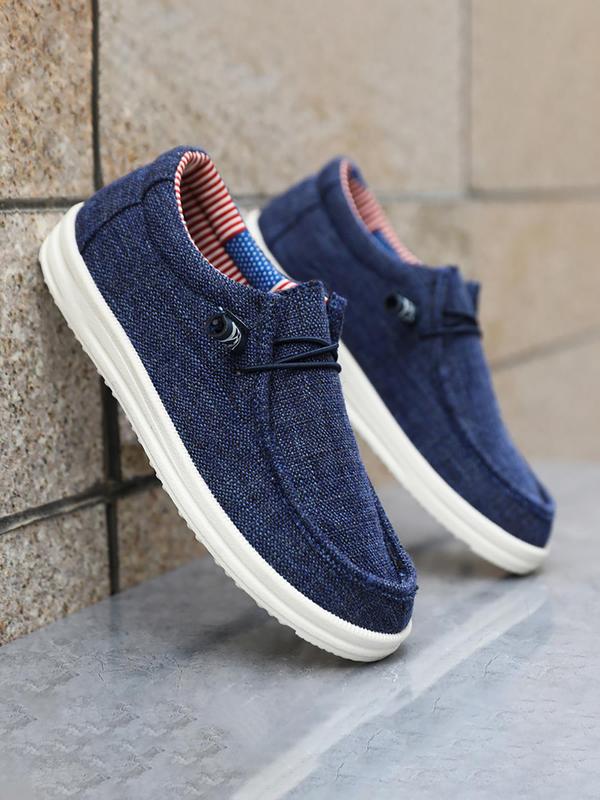 Men's Fashionable Denim Fabric Slip-on Shoes, Casual Comfortable Breathable Non-slip Shoes, Lightweight Shoes for Daily Wear,  Loafers Men