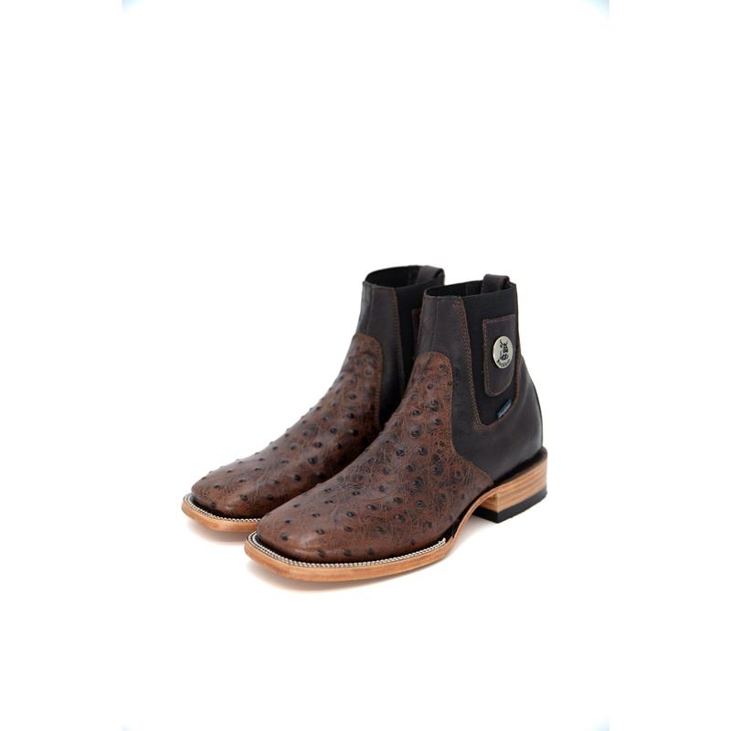 Ostrich Ranch Print Square Toe Men's Botin FINAL SALE