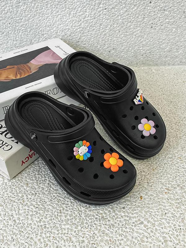 Women's Cute Flower Decor Clogs, Casual Comfortable Non-slip Clogs, Fashionable Clogs for Indoor & Outdoor Wear