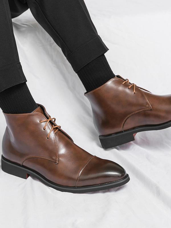 Men's Fashionable Lace Up Dress Shoes, Casual Comfortable Pointed Toe Boots for Work Office, Male All-match Shoes for Daily Wear