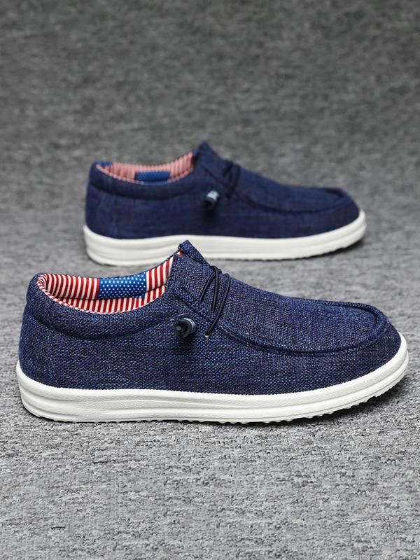 Men's Fashionable Denim Fabric Slip-on Shoes, Casual Comfortable Breathable Non-slip Shoes, Lightweight Shoes for Daily Wear,  Loafers Men