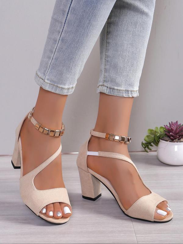 Women's Fashionable Peep Toe Heeled Sandals, Elegant Buckle Decorated High Heel Sandals for Party, All-match Commuter Shoes for Work & Daily Used