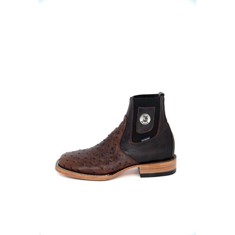 Ostrich Ranch Print Square Toe Men's Botin FINAL SALE