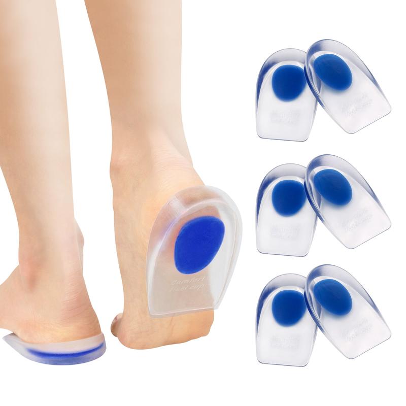 Gel Heel Cups Gel Heel Inserts Plantar Fasciitis Inserts Heel Gel Pads for Bone Spur & Achilles Pain Footwear Shoe(3 pairs) Insoles Comfort