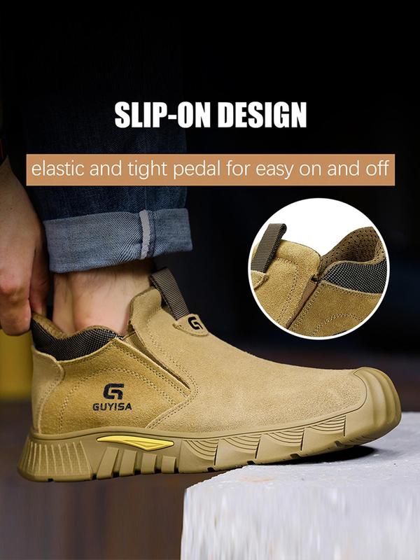 Men's Letter Pattern Slip on Work Shoes, Casual Comfortable Breathable Anti-smash & Anti-puncture Shoes for Daily Wear, Fashionable Shoes for Men