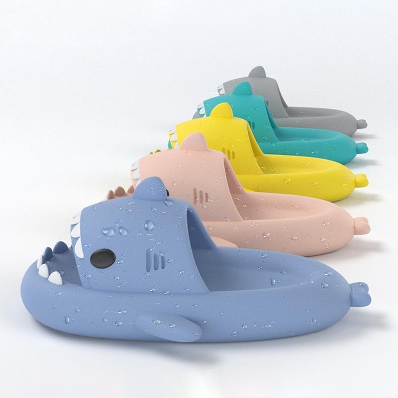 Classic Adorable Shark Design Slides - Comfy Non Slip Open Toe Slippers for Outdoor Activities, Shower, and Beach Fun with Soft Breathable Upper and Anti-Slip Sole for Men Footwear Walking Shoes