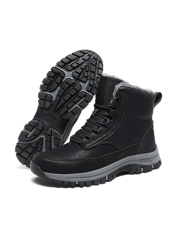 Men's Casual Lace Up Ankle Boots, Outdoor Hiking Boots, Warm & Comfortable Boots for Men, Fashionable Winter Shoes for Outdoor Activities