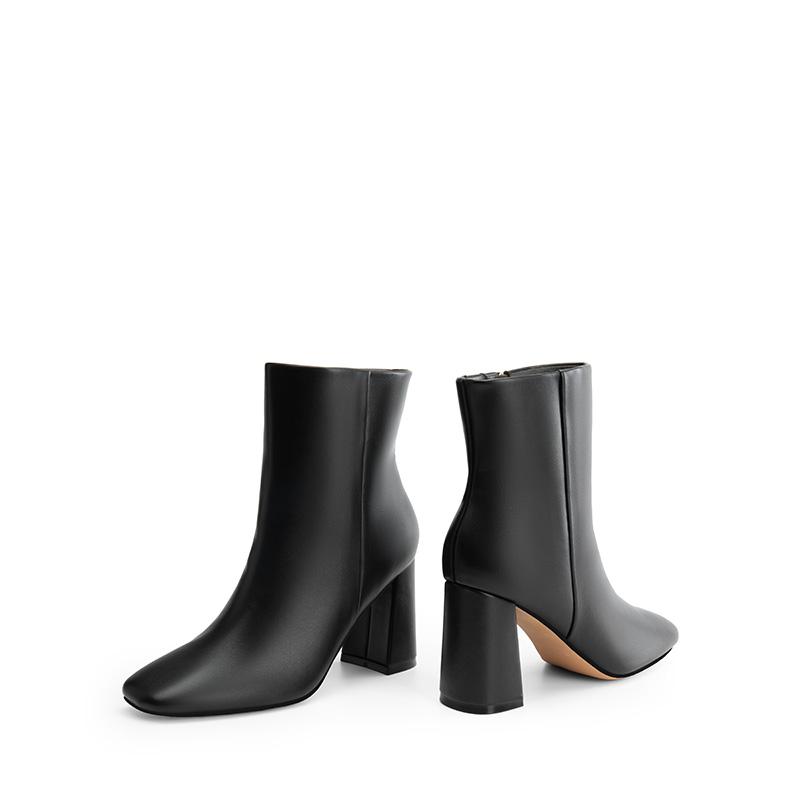 Suqare-Toe Block Heel Ankle Boots