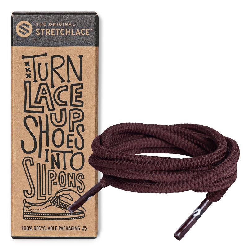 Dark Brown Round Elastic Stretch Shoe Laces Footwear Comfort