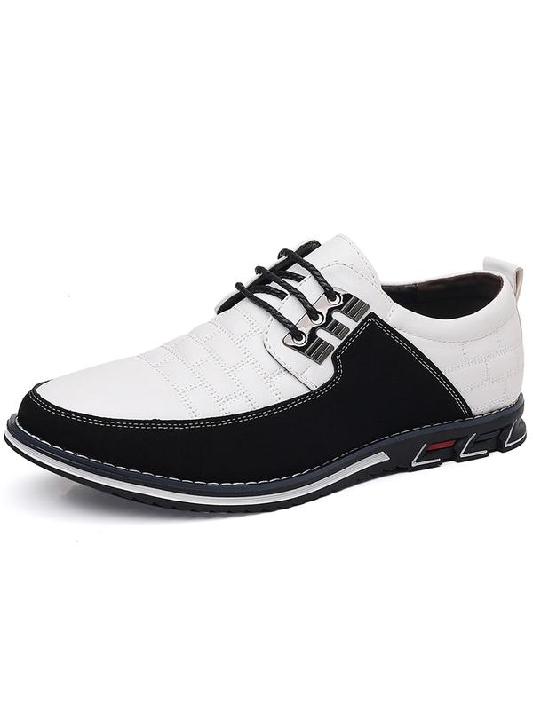 Men's Fashionable Patchwork Design Lace Up Dress Shoes, Casual Comfortable Low Top Shoes for Daily Wear, Breathable Non-Slip Sole Shoes for Men