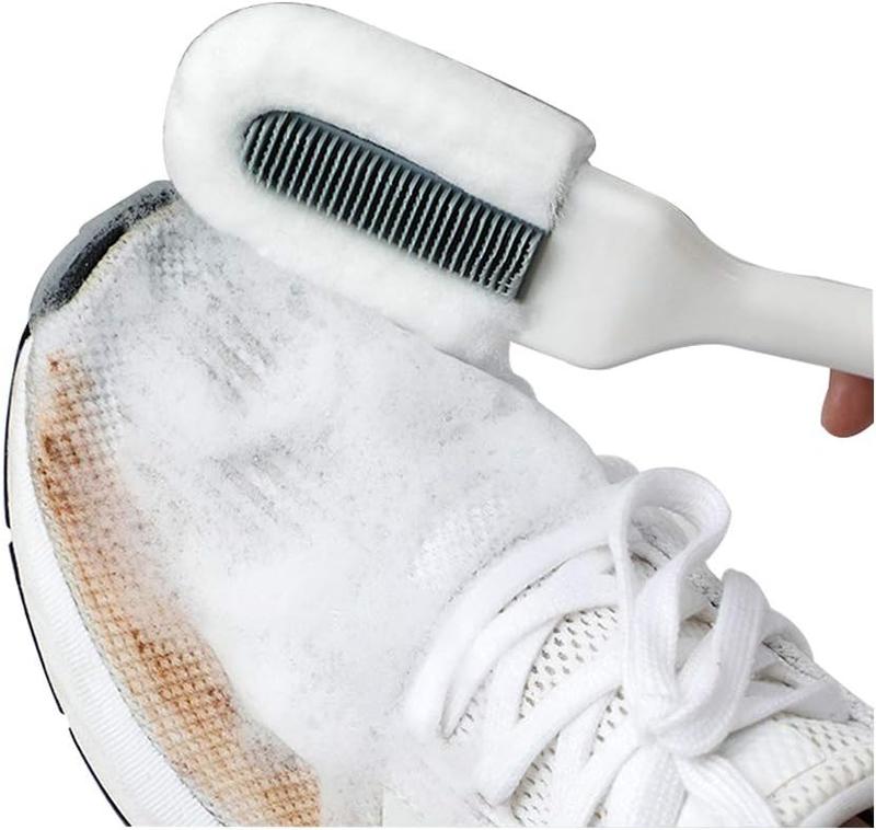 Cleaning Shoe Brush, Multifunctional Long Handle Shoe Brush Cleaner, Hangable Soft Bristle Shoes Cleaning Scrubber (White) Footwear Comfort