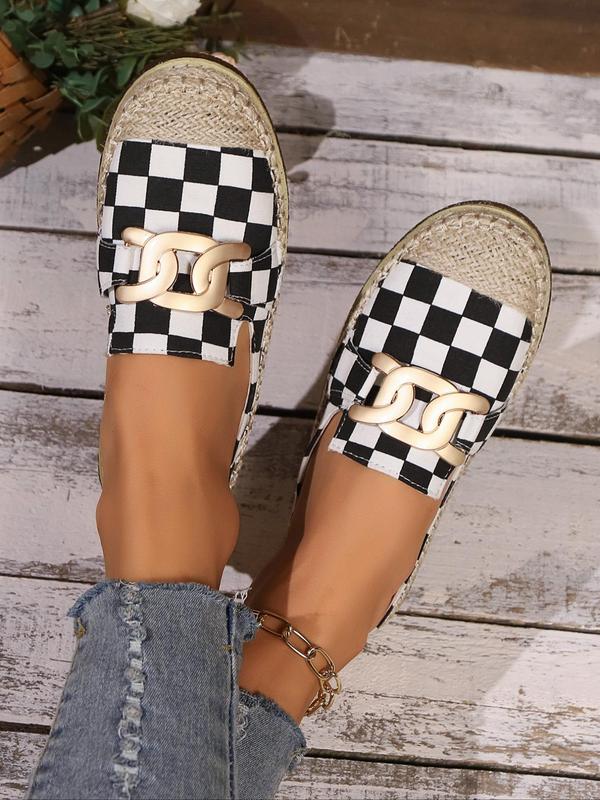 Women's Fashionable Checkerboard Plaid Pattern Slippers, Casual Comfortable Flat Slippers for Summer, Female All-match Round Toe Shoes for Daily Wear