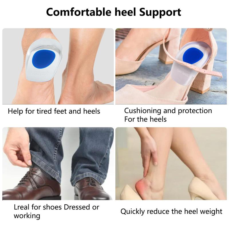 Silicone Heel Cushion, 4 Pairs Heel Protector, Foot Heel Protector, Ankle Support Pad, Anti-impact Foot Heel Pad, Foot Heel Cushion for Men & Women