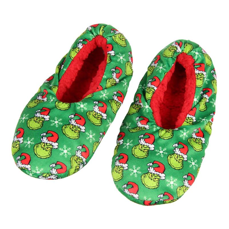 Dr. Seuss GRINCH That Stole Christmas Slippers Santa Grinch Slipper Socks with No-Slip Sole For Women Men