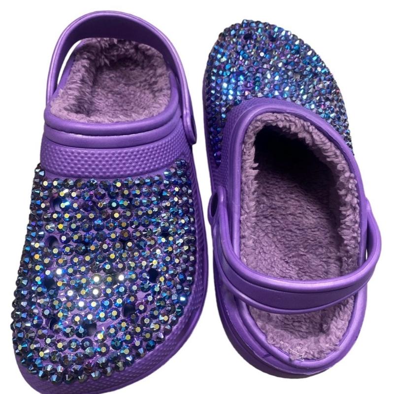 Shoes clogs with beautiful shine stones