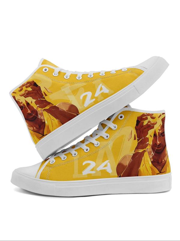 Men's Letter & Number Print High Top Canvas Shoes, Casual Comfortable Sports Skate Shoes, Fashionable Sneakers for Daily Wear