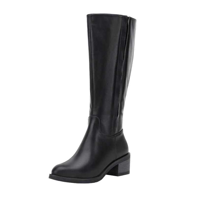 Women's 9661 Knee High Boots Riding High Boots with Inner Zipper and Side Hidden Elastic Band Walking Shoes Footwear Girl