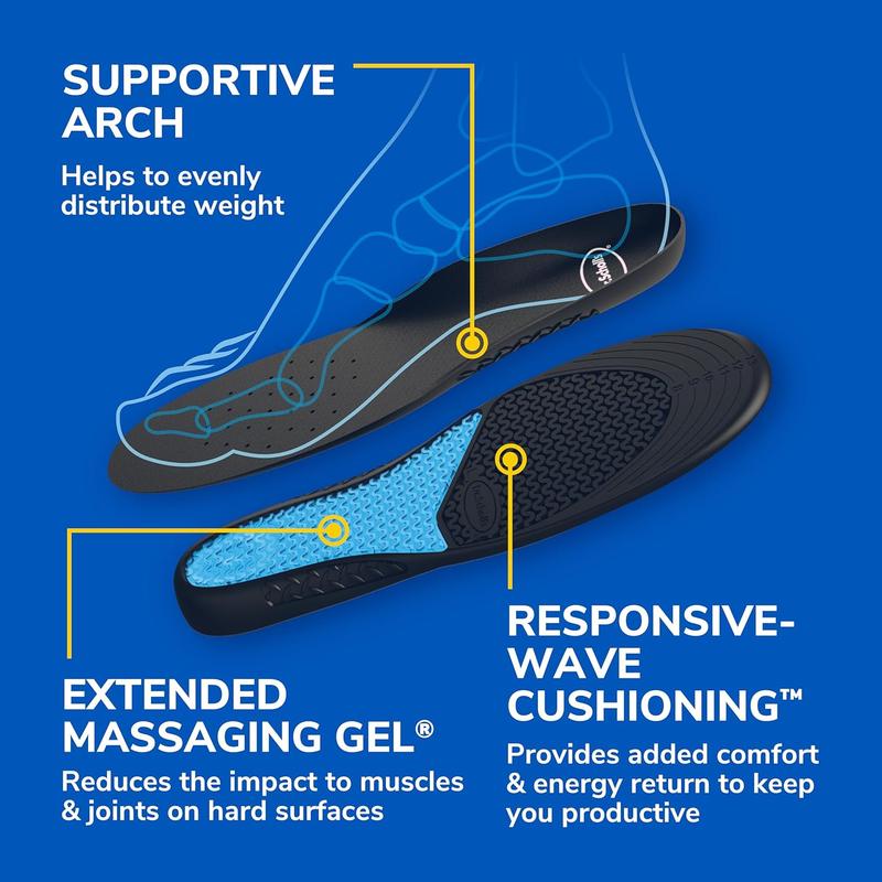 Dr.Scholl's Work All-Day Superior Comfort Insoles with Massaging Gel for Men, 1 Pair, Trim to Fit Footwear Rubber Shoe